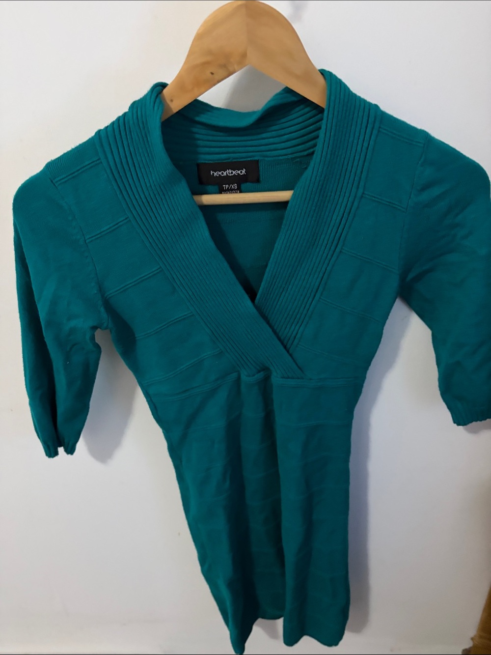 Heartloom Teal V-Neck Knit Dress